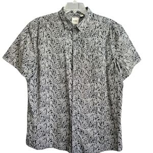 Rowm‎ Short Sleeve Dot Floral Print Shirt SZ XL Tropical Resortwear